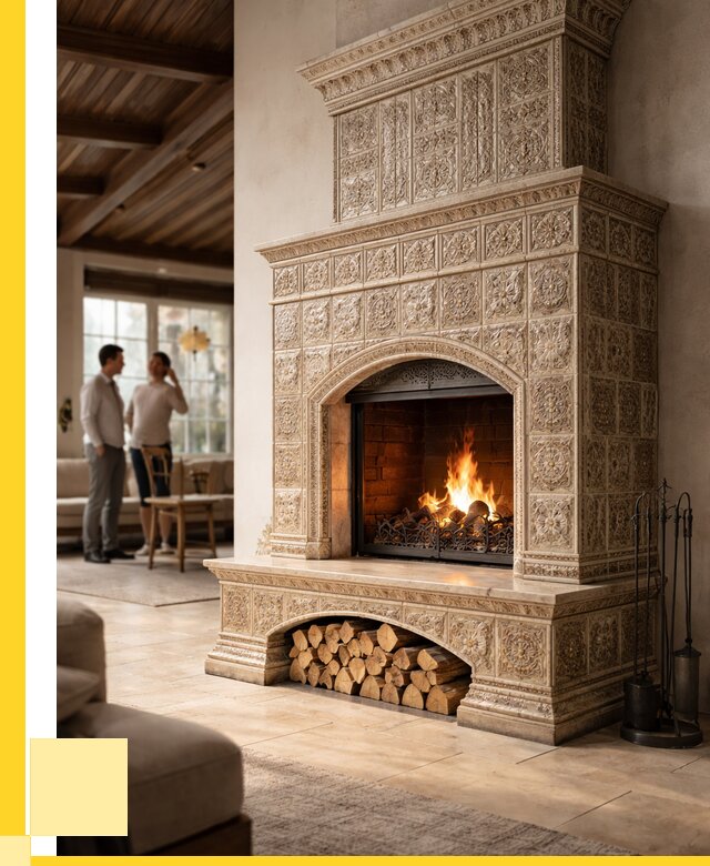 Купить изразцовый камин в Люберцах от 263025 р. | ЭриданЛюб