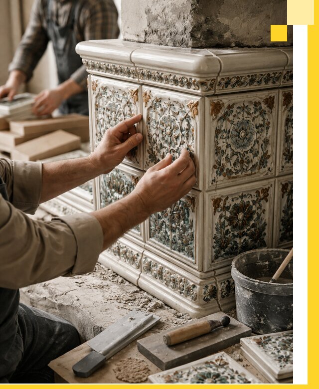 Изразцовые камины под ключ в Люберцах: проект и монтаж