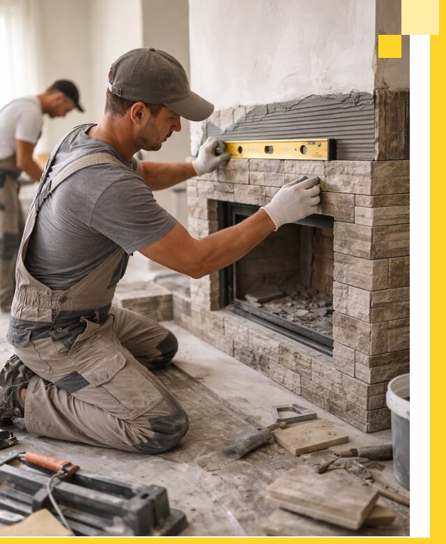 Облицовка каминов в Люберцах, монтаж и отделка натуральным камнем