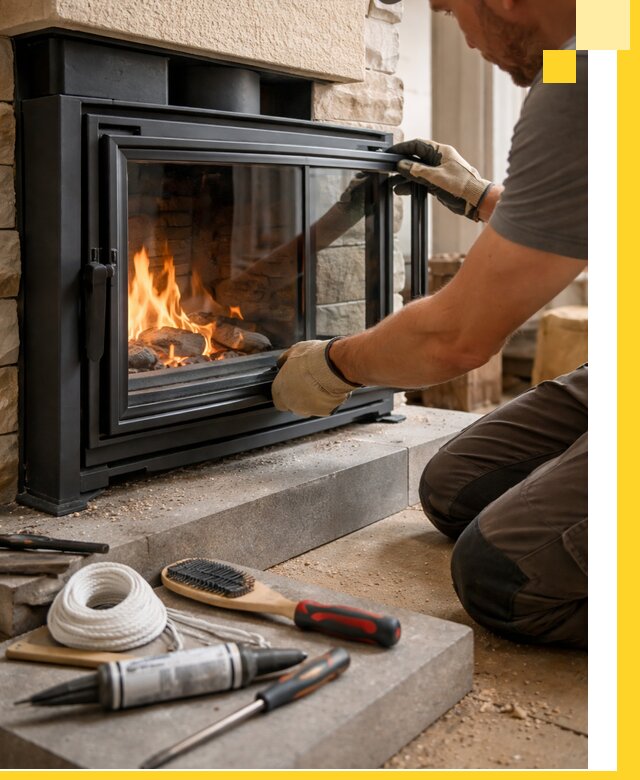 Производство, монтаж и доставка каминов со стеклом в Люберцах