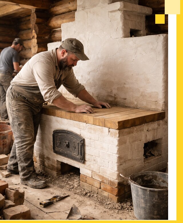 Проектирование и установка русской печи с лежанкой в Люберцах