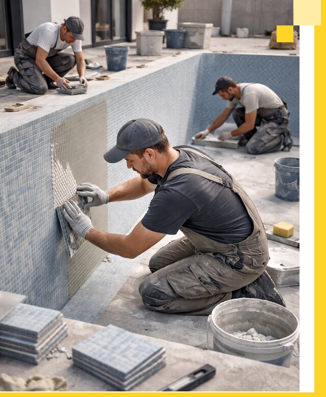 Облицовка бассейнов в Люберцах плитка мозаика гидроизоляция