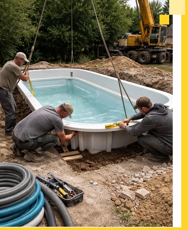 Установка и монтаж композитных бассейнов под ключ в Люберцах