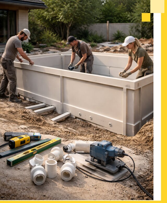 Установка полипропиленовых бассейнов под ключ в Люберцах