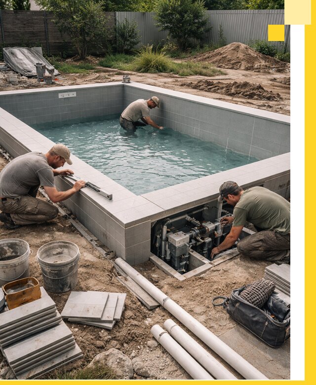 Строительство и монтаж бассейнов для дачи под ключ в Люберцах