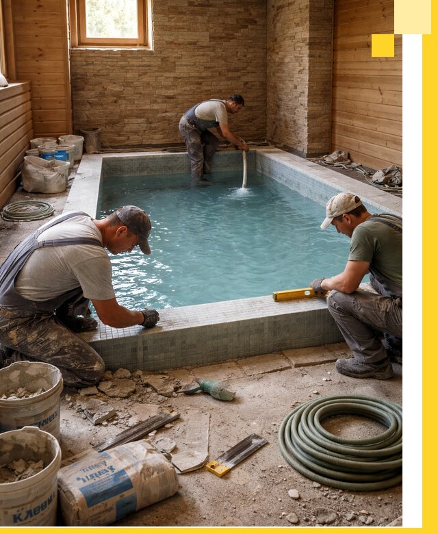 Проектирование и строительство бассейнов для бани в Люберцах