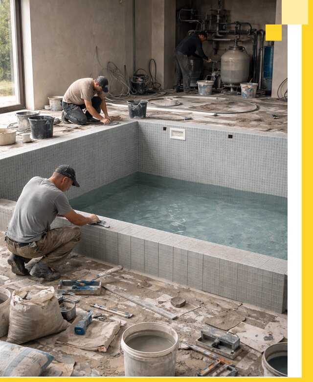 Строительство и монтаж бассейнов в помещении в Люберцах