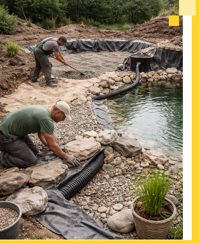 Строительство природных бассейнов и озер в Люберцах под ключ