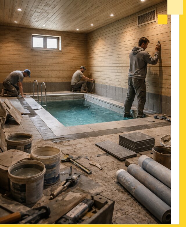 Строительство бани с бассейном и сауной под ключ в Люберцах