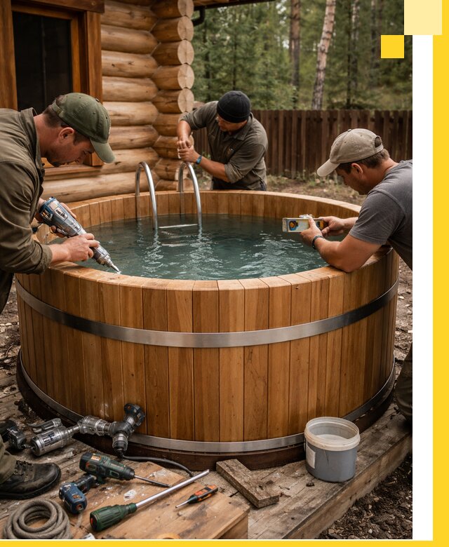 Строительство бань с купелью под ключ и отделкой в Люберцах