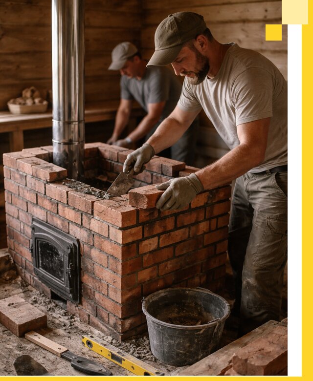 Кирпичные печи для бани под ключ в Люберцах, проект и монтаж