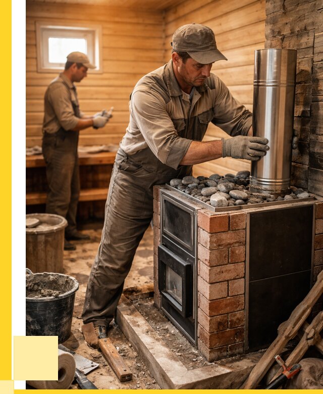 Монтаж печи в бане под ключ в Люберцах от 21042 р. | ЭриданЛюб