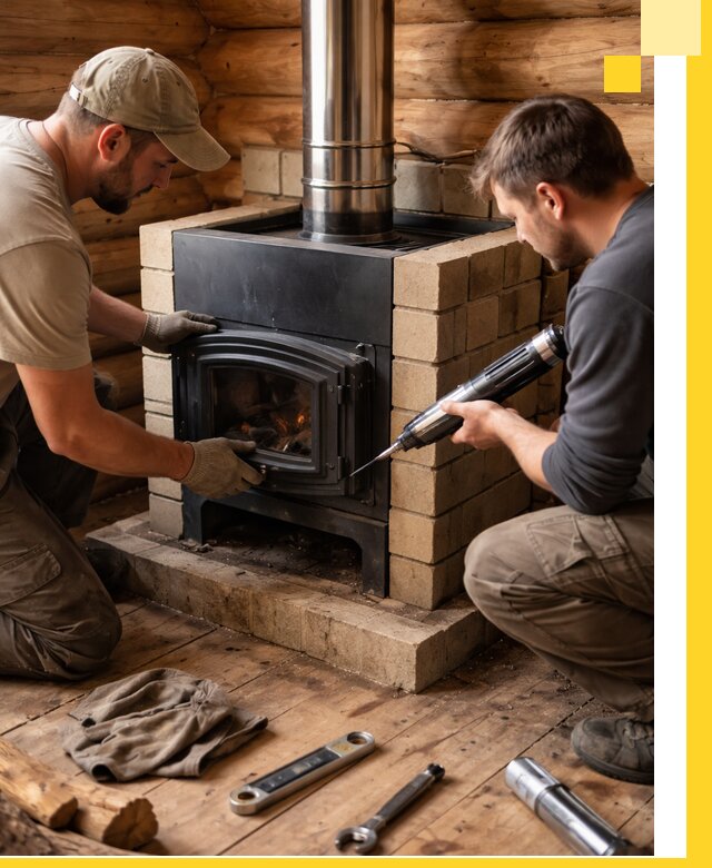 Монтаж и установка печи в бане под ключ с гарантией в Люберцах