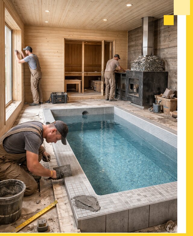 Проект бани с бассейном и сауной в Люберцах под ключ