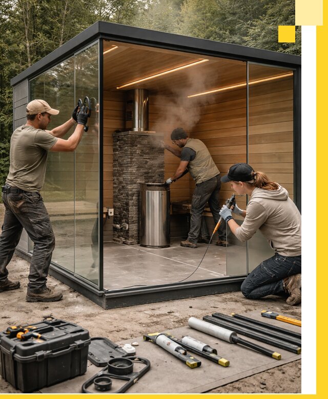 Проектирование и строительство стеклянных бань в Люберцах