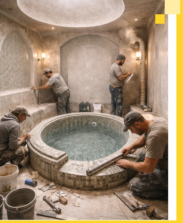 Профессиональное строительство хамама с бассейном в Люберцах под ключ