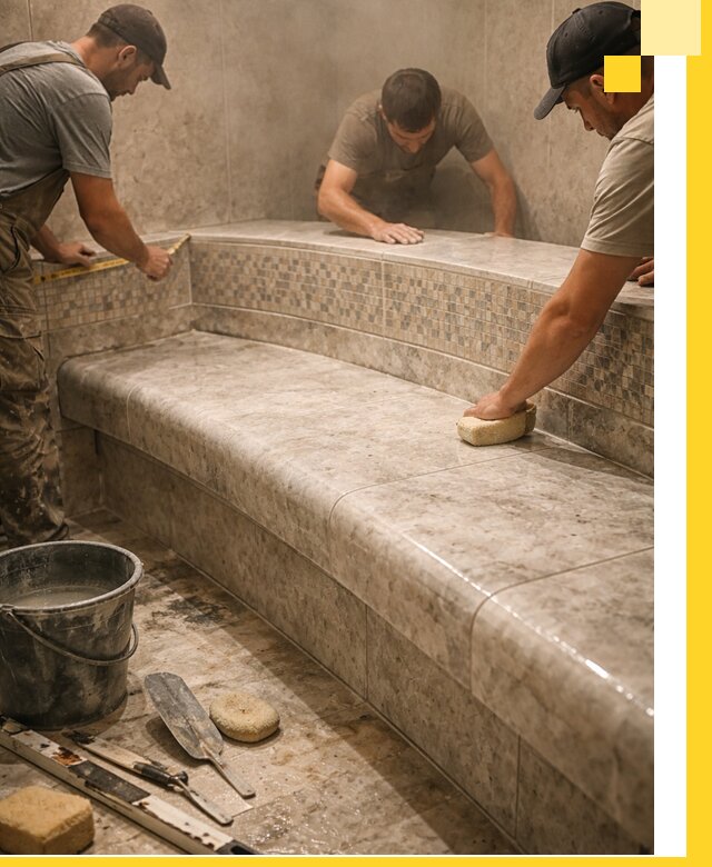 Изготовление и установка сидений для хамама в Люберцах