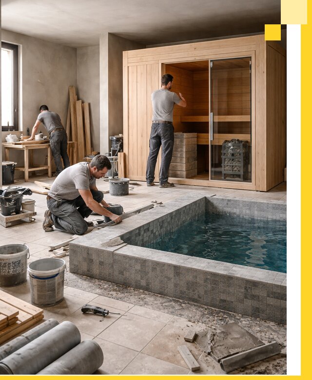 SPA зоны под ключ с бассейном сауной и печью в Люберцах